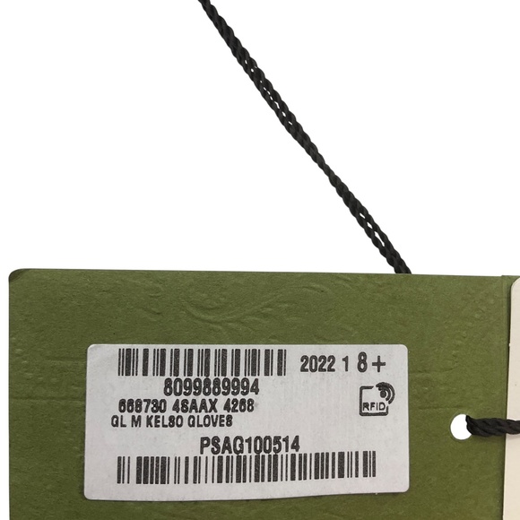 GUCCI BLUE 2022 LOGO WOOL KNIT AND LAMBSKIN LEATHER KELSO GLOVES - Picture 4 of 9